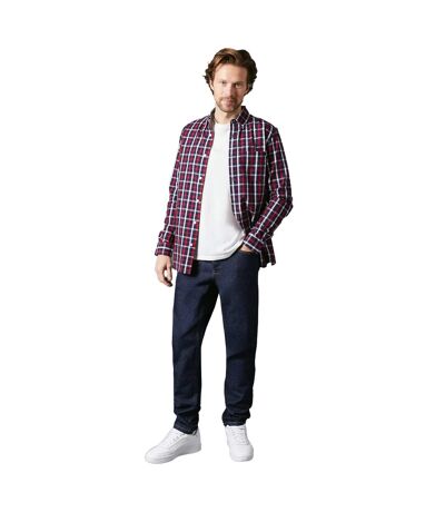 Mens Tattersall Check Long-sleeved Shirt Red Maine