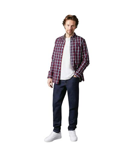 Mens Tattersall Check Long-sleeved Shirt Red Maine