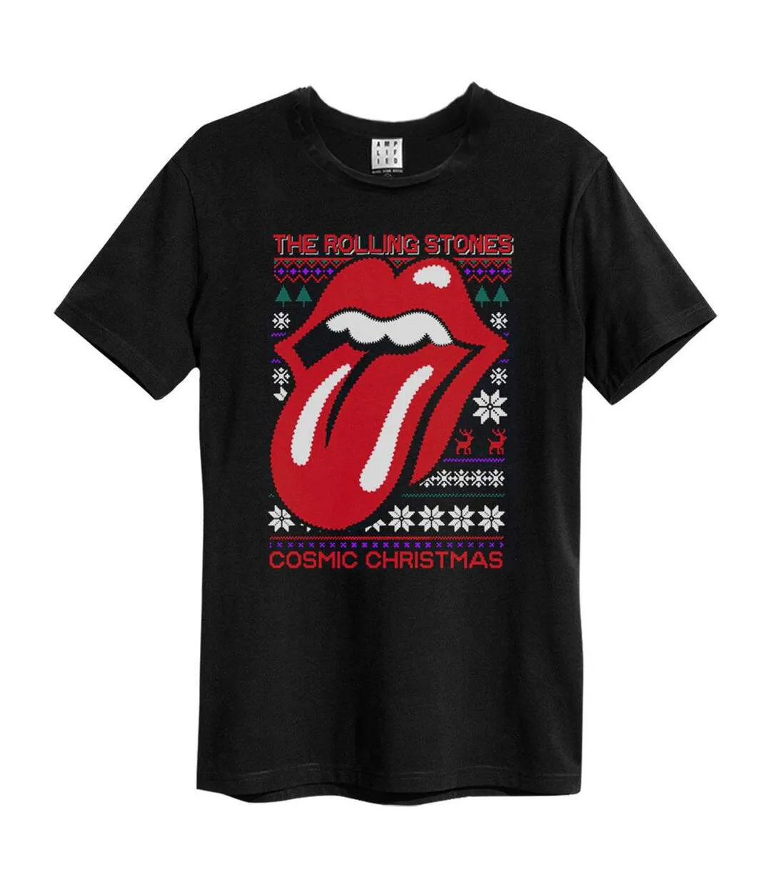 T-shirt Style The Rolling Stones Cosmic Christmas Adulte Noir Amplified-1