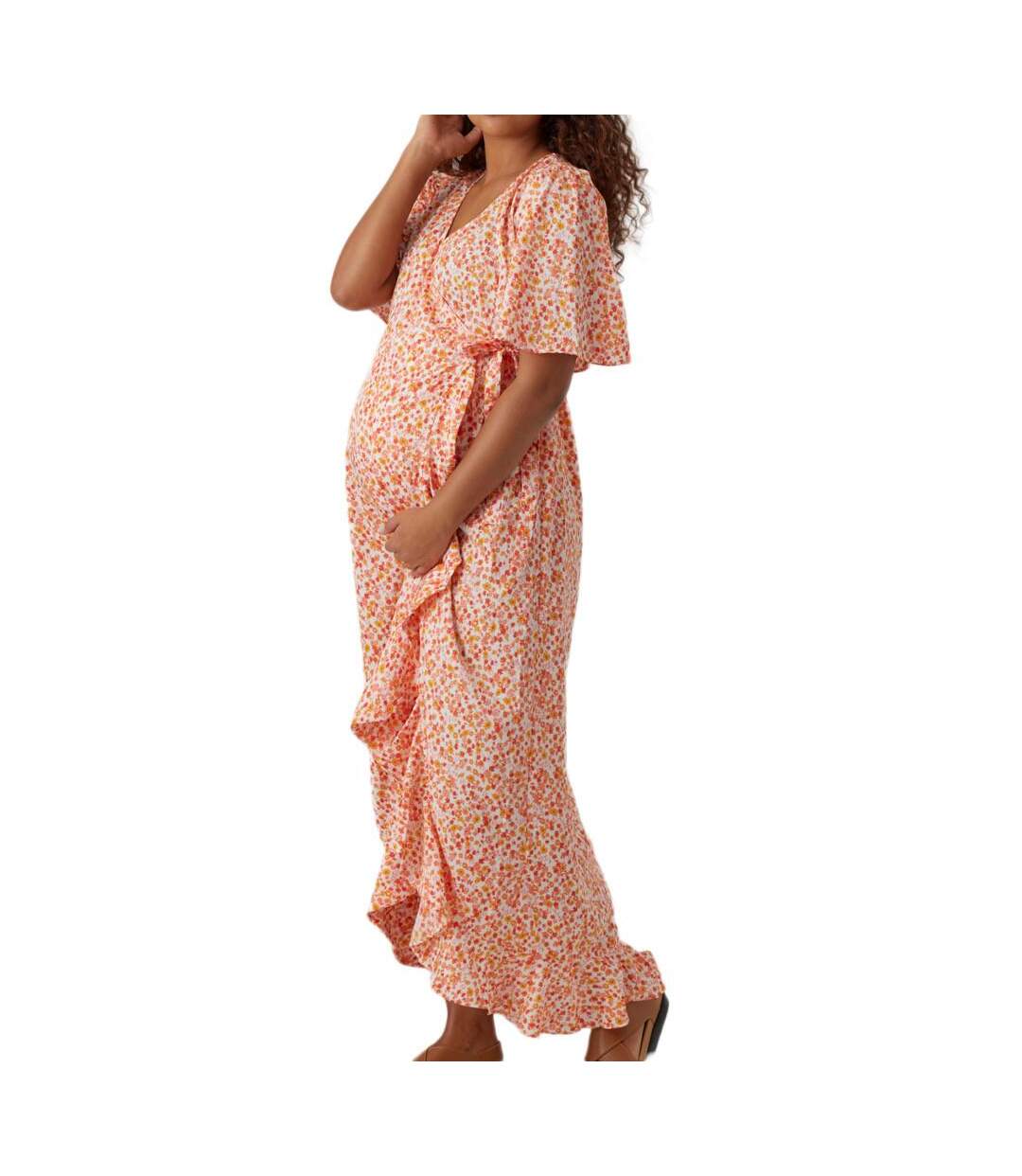 Robe Orange/Blanche Femme Vero Moda Maternity Henna - L-1