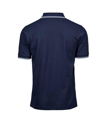 Tee Jays Mens Tipped Stretch Polo Shirt (Navy/White)