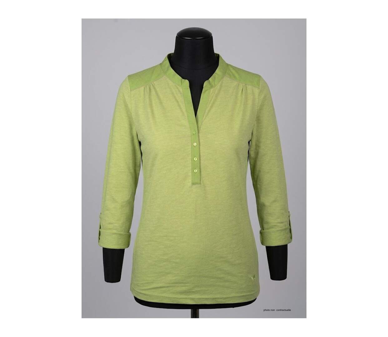 Tee-shirt MAYFLOWER DIMAGO3 manches longues : le style bi-matière vert anis-3