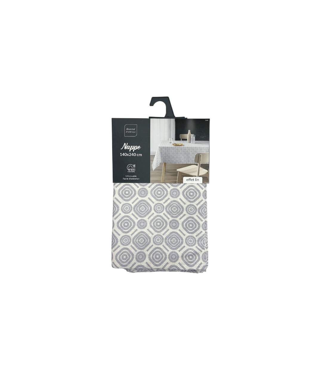 Nappe Infroissable Imprimée Callis 140x240cm Gris-4