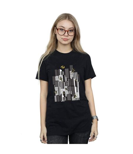Disney T-shirt boyfriend en coton Womens/Ladies The Incredibles Skyline (Noir) - UTBI41847