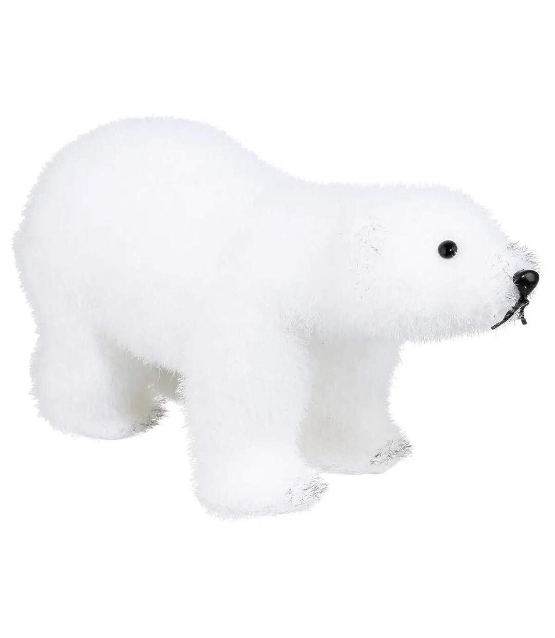Statuette Déco Ours Manteau 21cm Blanc-1