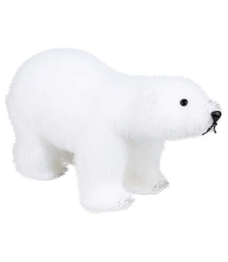 Statuette Déco Ours Manteau 21cm Blanc