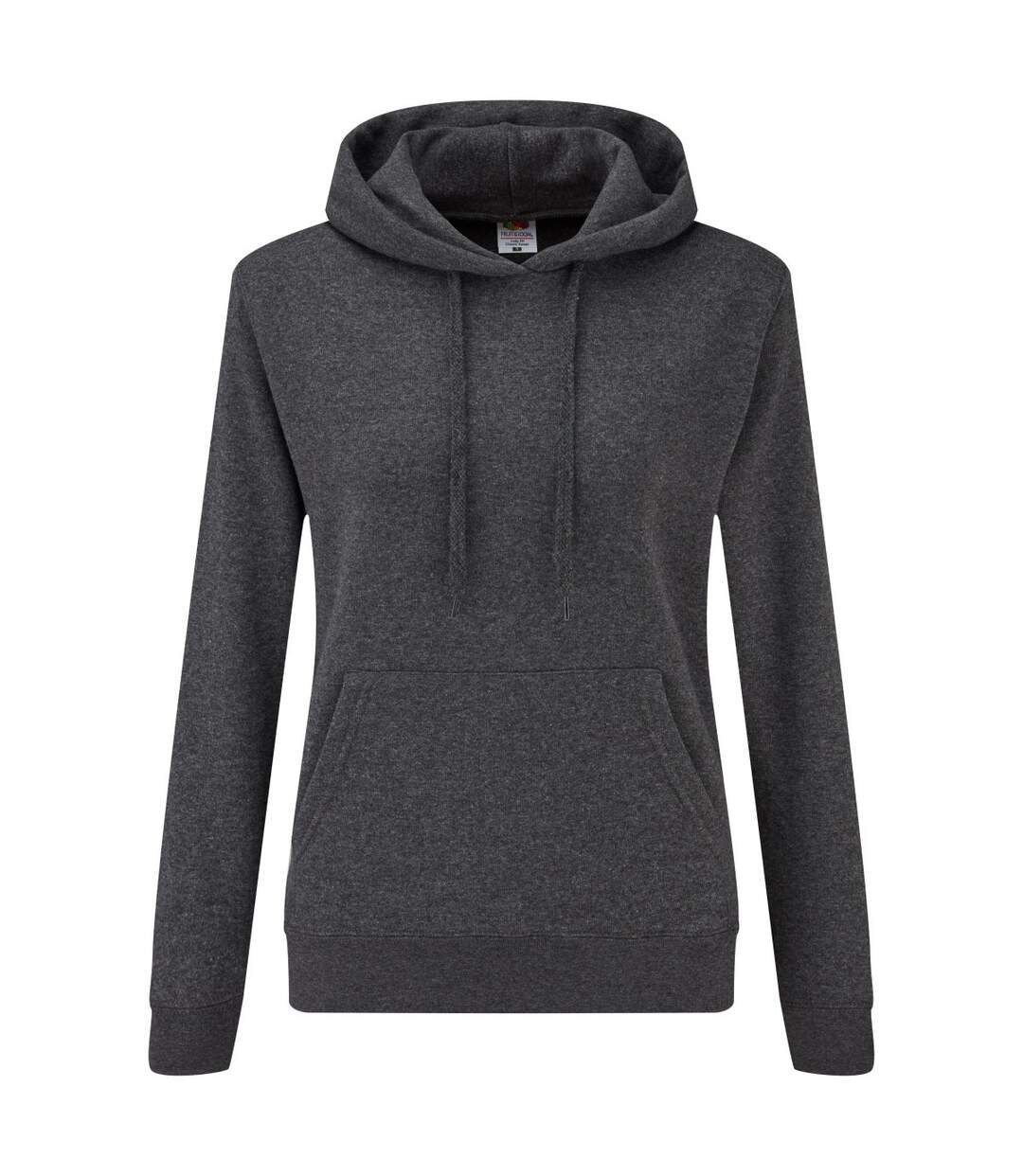 Womens/ladies Classic Plain Hoodie Dark Heather Grey Fruit Of The Loom-1