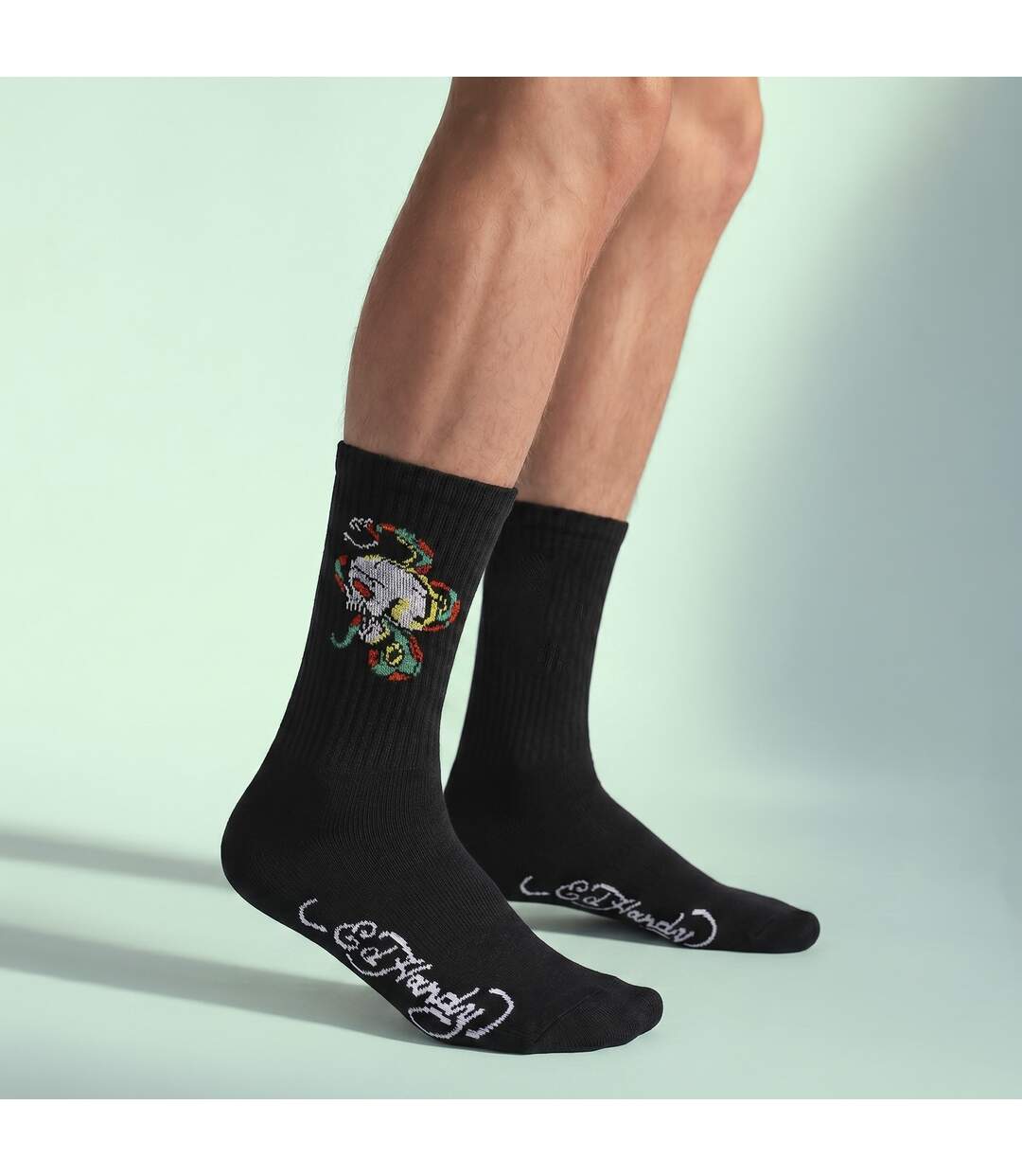 5 Pack Mens Crew Socks Skull Pattern Soft Breathable Casual Socks-5