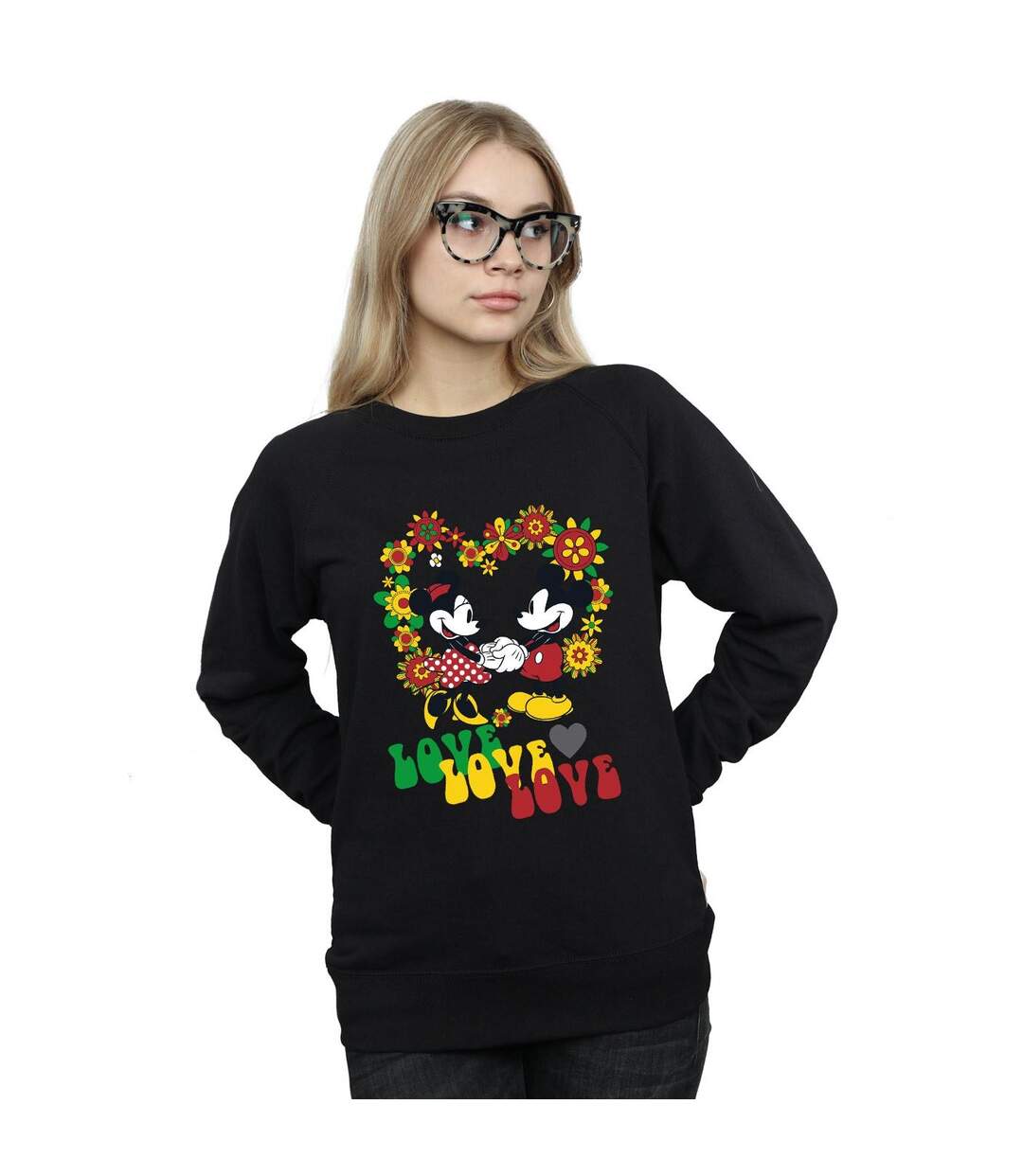 Disney Pull-over Mickey et Minnie Mouse Hippie Love - Femmes/Dames (Noir) - UTBI26871-2