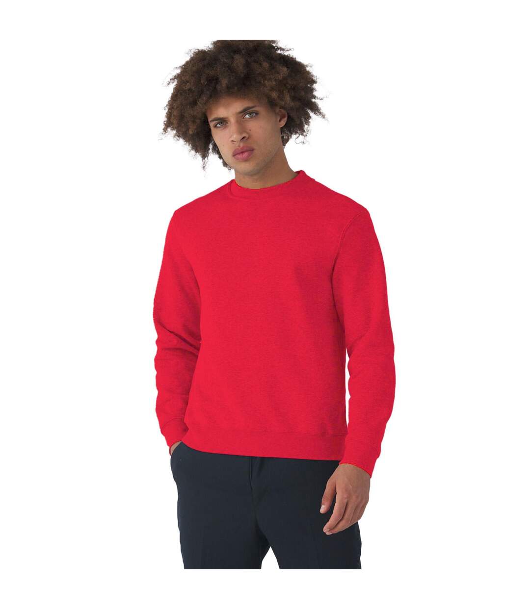 Sweatshirt À Manches Longues Pour Hommes Rouge Chiné B&C-1