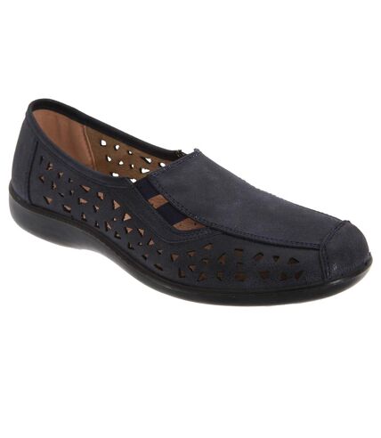 Boulevard Womens/Ladies Side Gusset Summer Casual Shoes (Navy Blue) - UTDF376