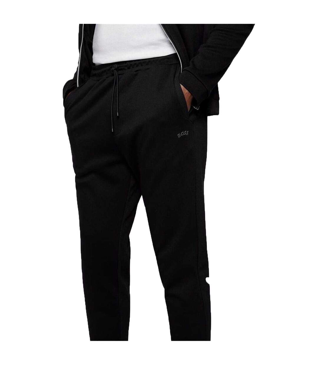 Mens Cotton Relaxed Fit Jogging Bottoms Black Boss-4