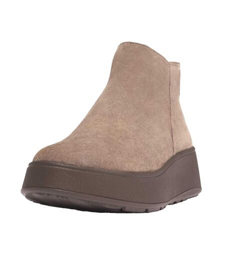 Womens/ladies F-mode Suede Flatform Ankle Boots Grey Fit Flop