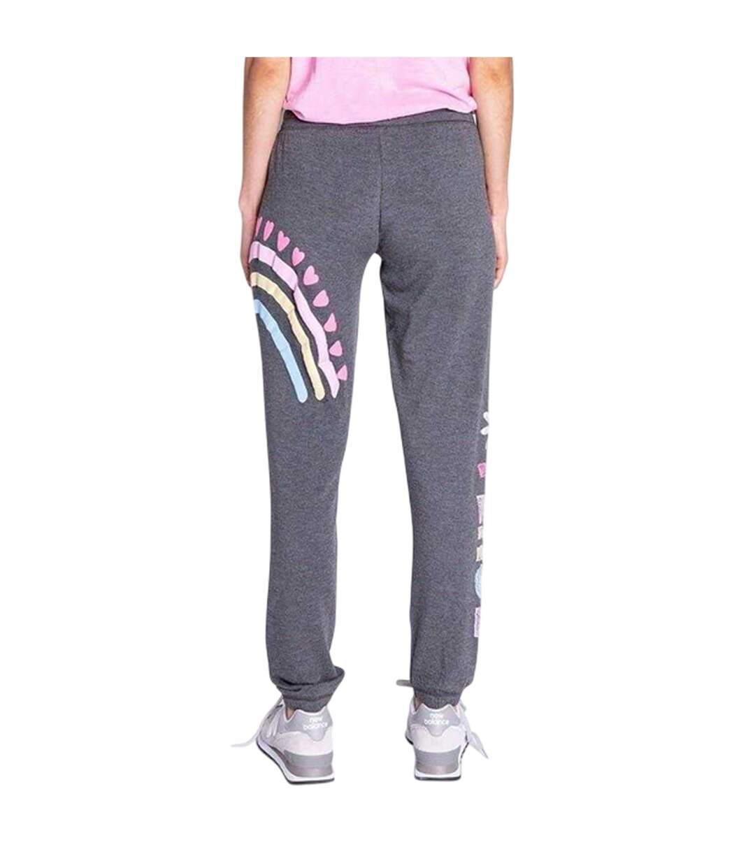 Womens/ladies Rainbow Heart Jogging Bottoms Anthrazit PJ Salvage-3