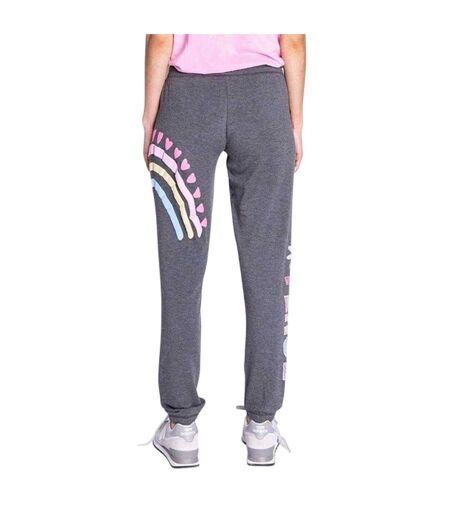 Womens/ladies Rainbow Heart Jogging Bottoms Anthrazit PJ Salvage
