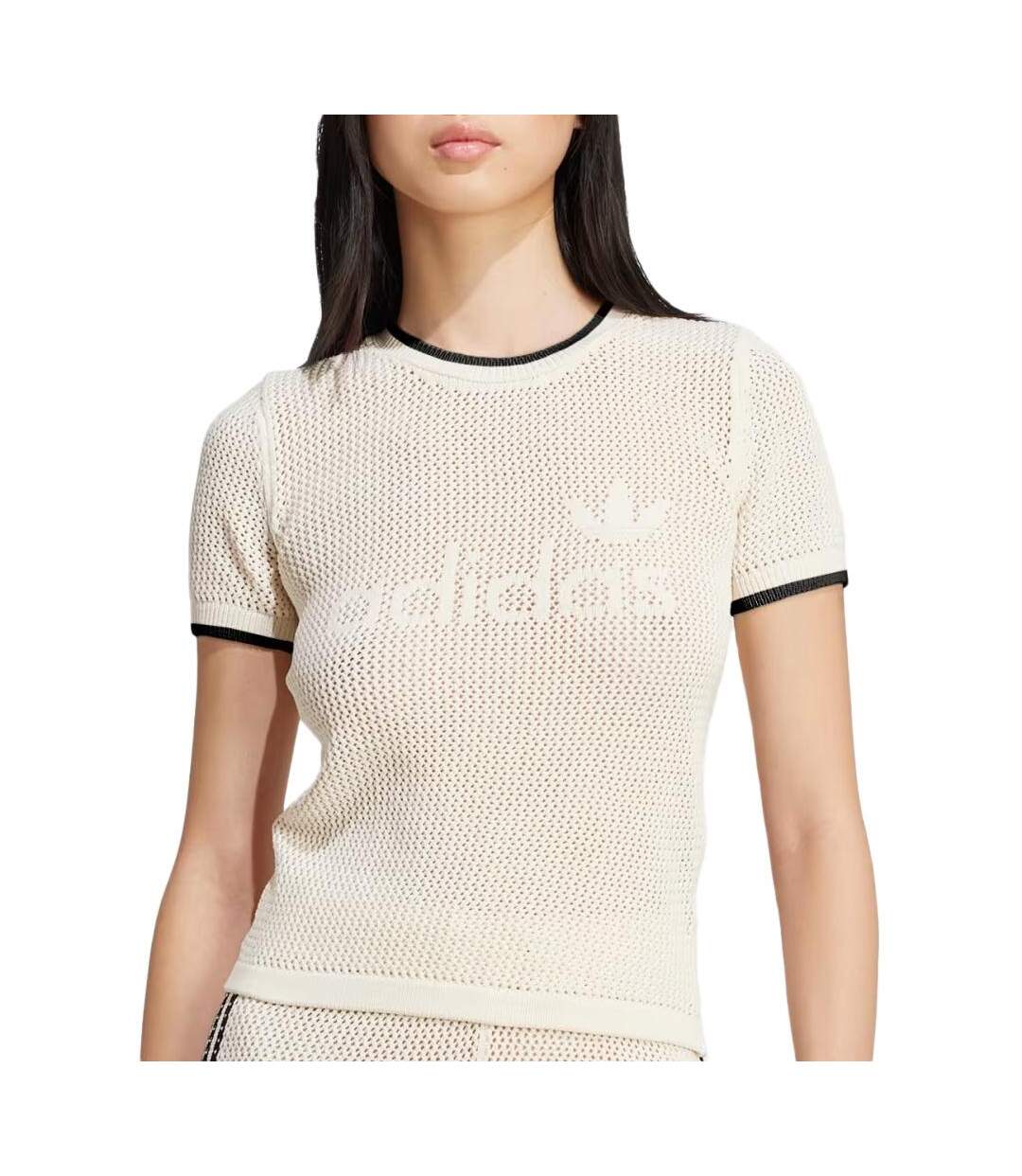 T-Shirt beige/noir femme adidas jd1076-1