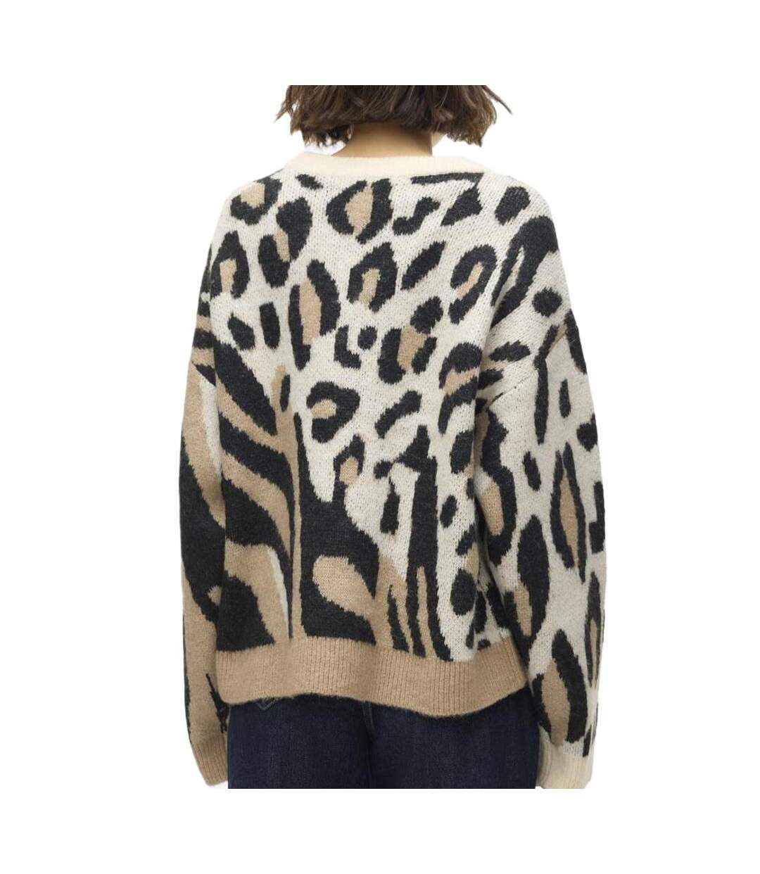 Pull marron imprimé femme vero moda kai-2