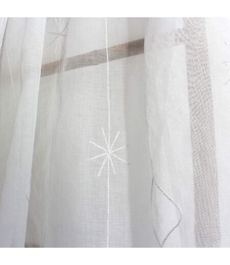 Rideau Voilage Brodé Noël 140x240cm Blanc & Argent