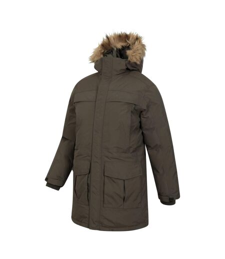 Mens Antarctic Extreme Waterproof Down Jacket Dark Khaki Mountain Warehouse