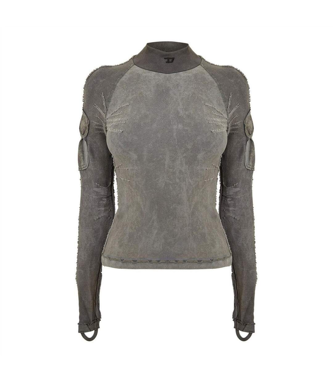 Unisex Adult Distressed Raglan T-shirt Volcanic Ash Melange Diesel-2