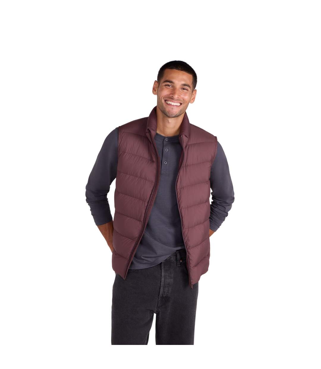 Mens Down Lightweight Gilet Dark Burgundy Animal-1