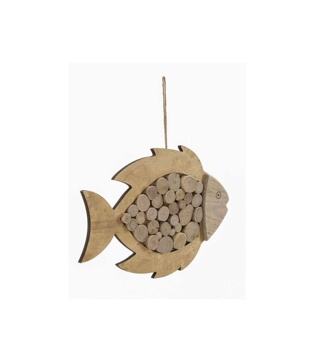 Décoration Murale en Bois à Suspendre Poisson 42cm Naturel-2