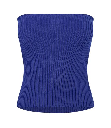 Womens/ladies Knitted Mini Skirt Blue Missy Empire