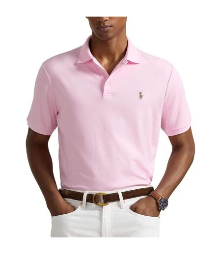 Mens Pima Cotton Slim Short-sleeved Polo Shirt Pink Ralph Lauren