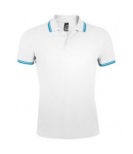 Polo manches courtes pasadena homme blanc/bleu SOLS