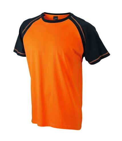 T-shirt bicolore pour homme JN010 - orange et noir