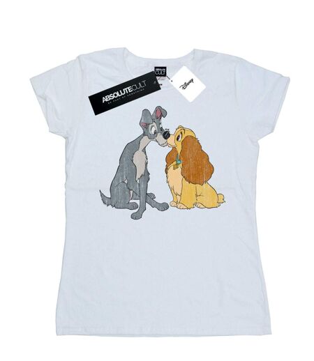 Disney Femme/Ladies - Lady And The Tramp - T-shirt en coton avec baiser en relief (Blanc) - UTBI16206