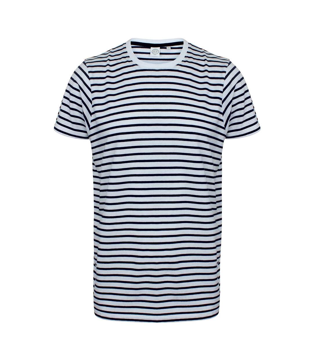 T-shirt adulte blanc / bleu marine oxford SF