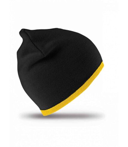 Bonnet contrasté 2 couleurs - réversible - Result RC046 - noir - jaune