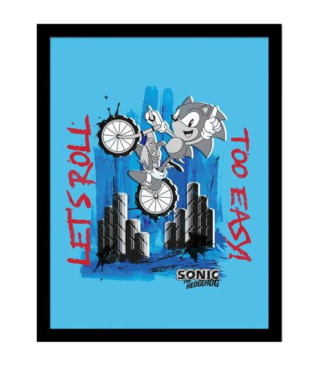 Sonic The Hedgehog - Poster encadré TOO EASY (Bleu / Gris / Rouge) (40 cm x 30 cm) - UTPM8662