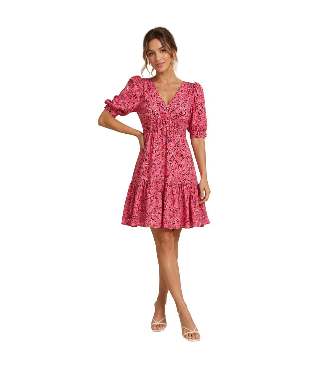 Robe Courte Manches Bouffantes Dizziano Femme Rose Imprimé Boss-3