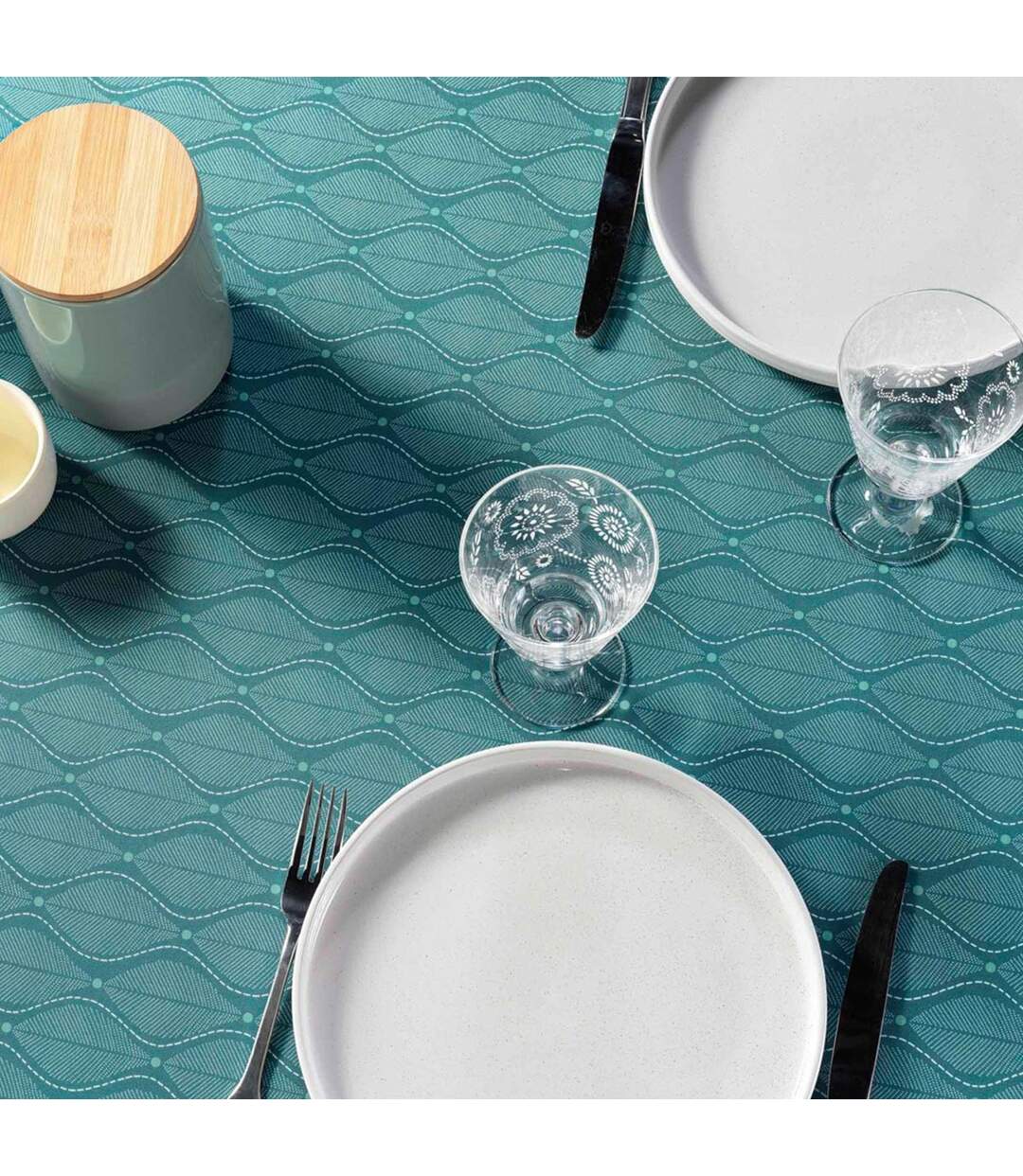 Nappe Antitache Imprimé Ofelis 145x240cm Bleu-2