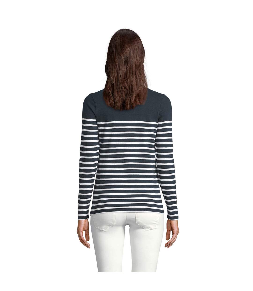 Womens/ladies Matelot Striped Long-sleeved T-shirt French Navy SOLS-2