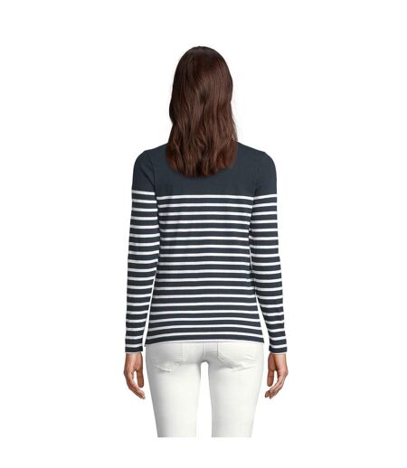 Womens/ladies Matelot Striped Long-sleeved T-shirt French Navy SOLS