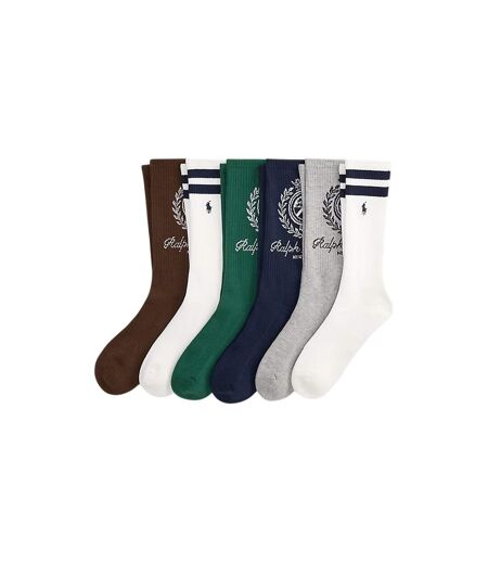 Pack Of 6  Unisex Adult Crest Crew Socks  Multicoloured Ralph Lauren