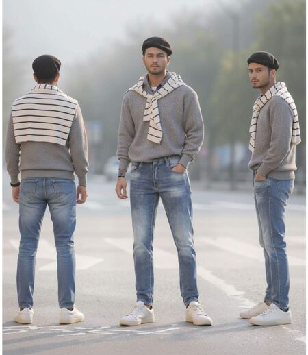 Jean délavé pour homme - Coupe Regular effet usé - Fonctionnalité et style