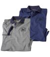 Pack of 2 Men's Short Sleeve Polo Shirts - Blue Grey Atlas For Men
