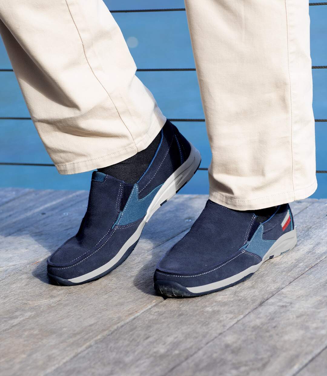 Men's Navy Boat-Style Moccasins 