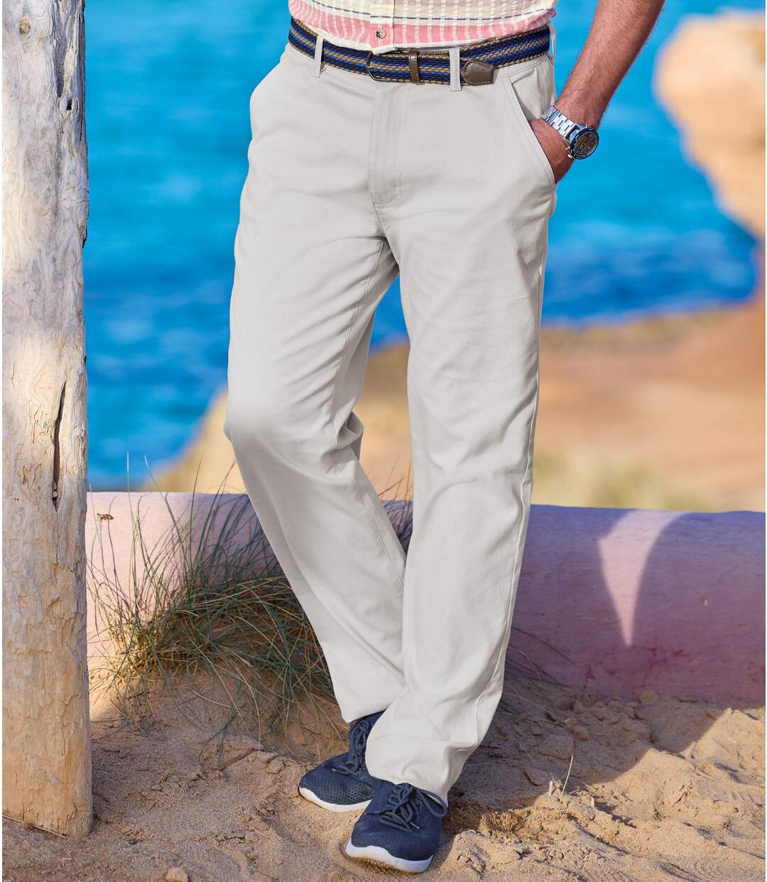 Men's Grey Stretchy Twill Chinos-1