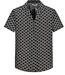 Chemise homme ajustée manches courtes imprimé abstrait noir à Col chemise-3