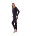 Ensemble De Pyjama Long Motif/style Côtelé Femme Noir Keanu-3