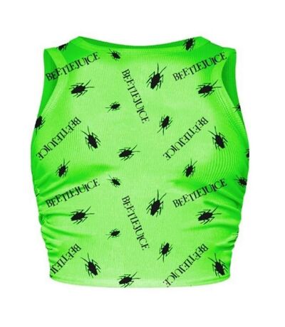 Beetlejuice Womens/Ladies Repeat Logo Crop Top (Green) - UTHE1670