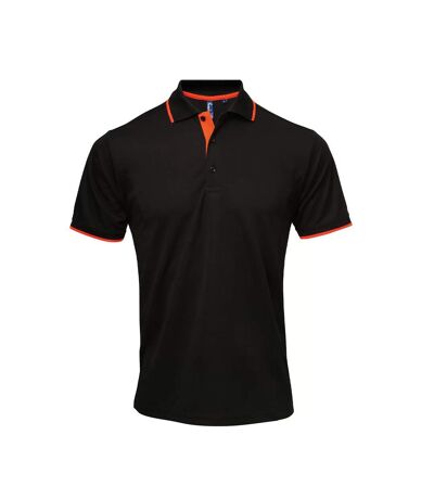 Polo Coolchecker Homme Noir Orange Premier