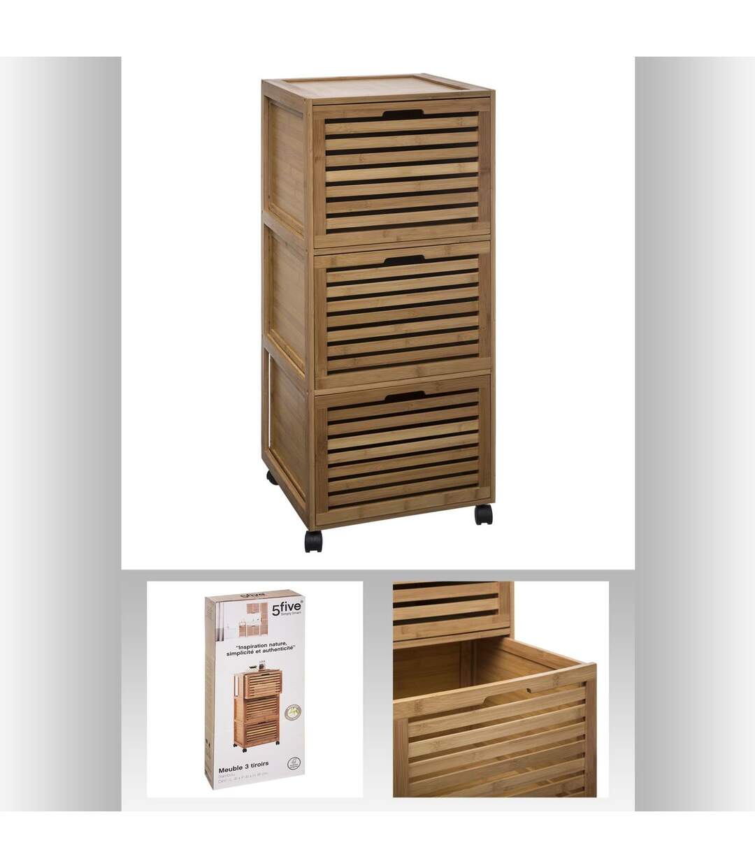 Meuble Sicela en bambou 3 tiroirs - Bois-4