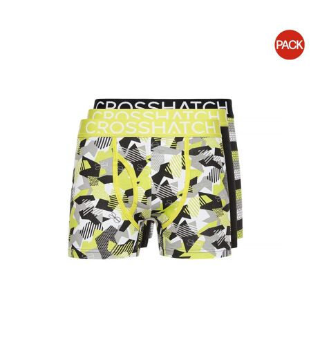 Pack of 3  Mens crystaline boxer shorts  lime Crosshatch