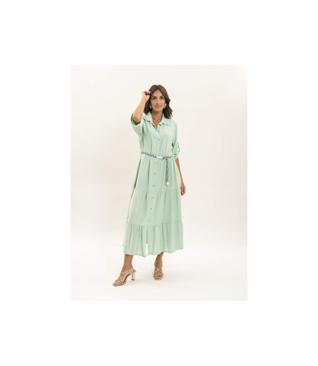 Robe chemise longue avec ceinture ITONIA - Dona X Lisa-4